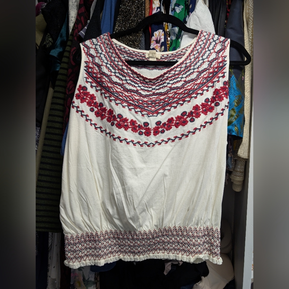 NWT ANTHROPOLOGIE TINY SOCKED EMBROIDERED BOHO TOP XL